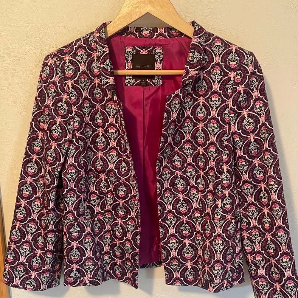 The Limited Abstract Print Blazer Structured Open Front